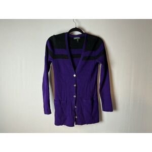 Lauren Ralph Lauren Sweater Women Sz: M buttoned Cardigan Purple & Black Casual
